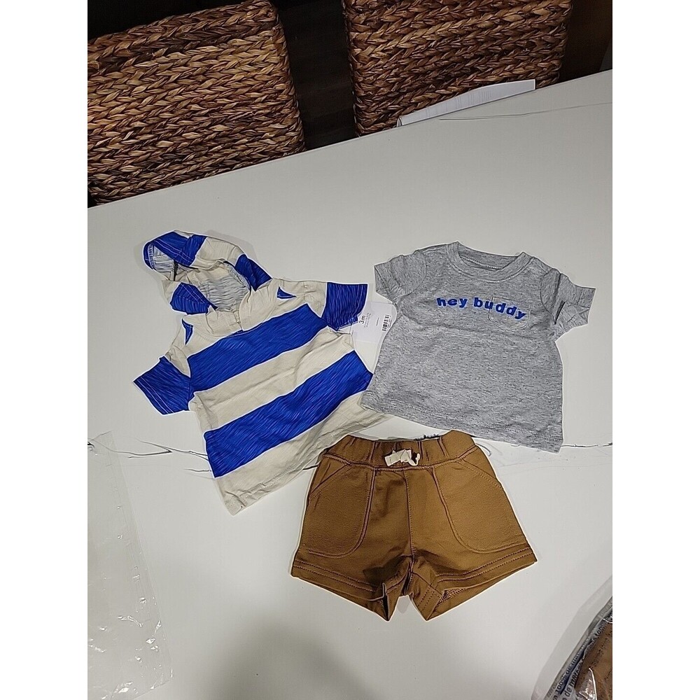 Carter's Infant/Toddler Boys 3-Piece Short Sleeve Romper and Shorts Playwear Set
